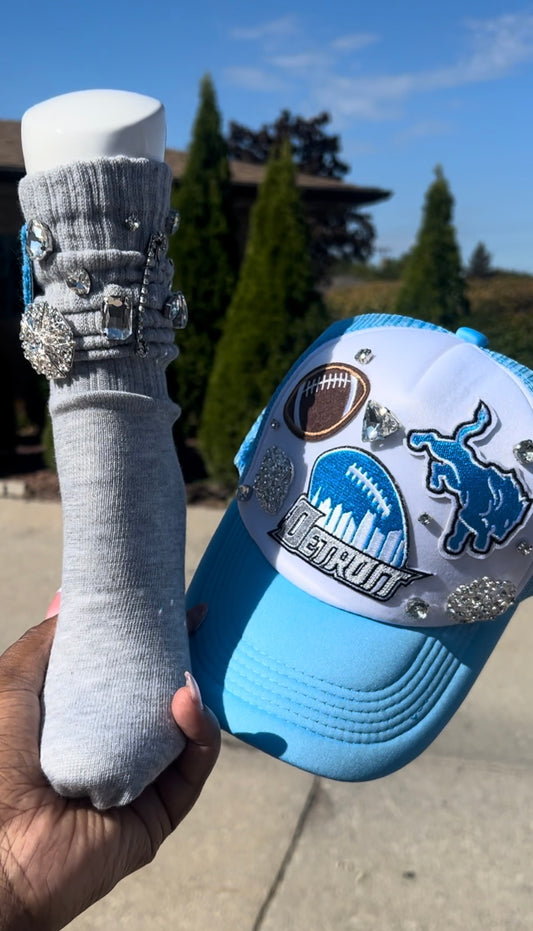 “Detroit Lions” Custom Hat & Sock Bundle